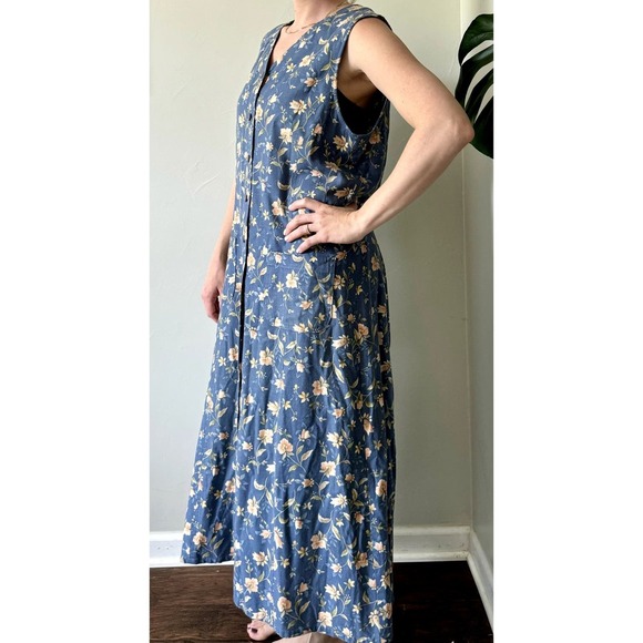 Vintage Womens Pendleton Floral Blue Sleeveless Dress - Picture 5 of 6